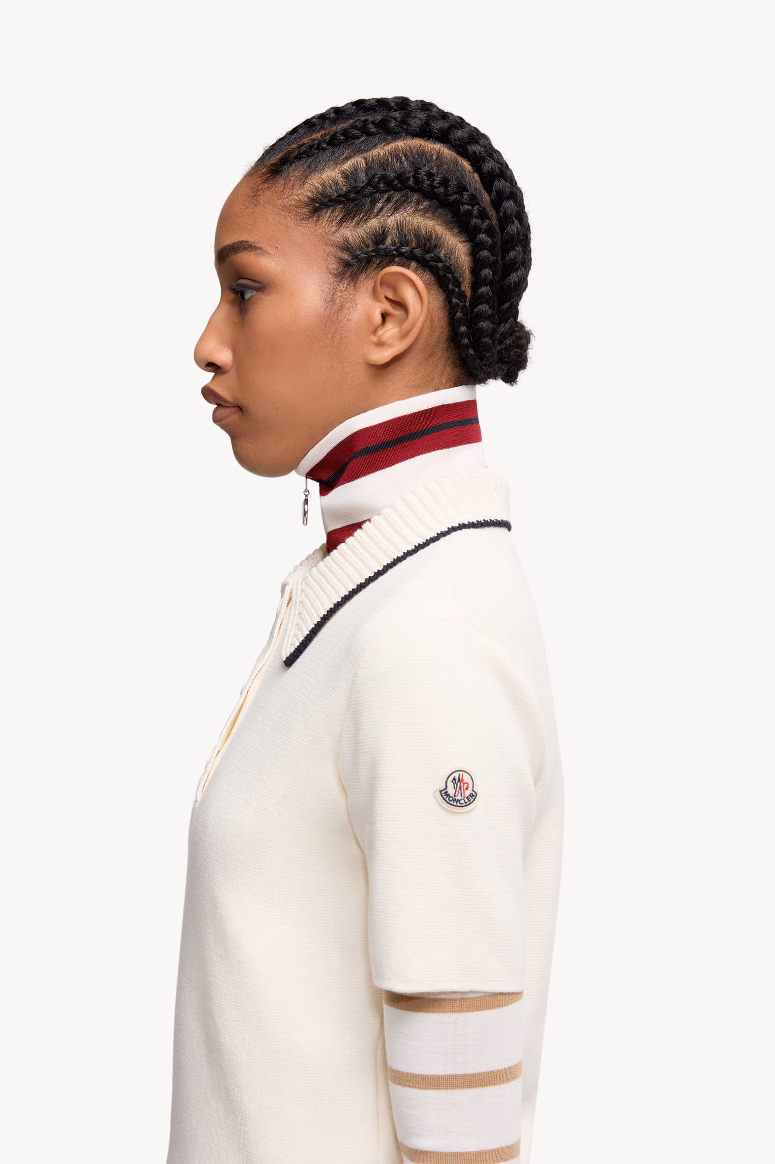 Knit Cotton Polo Shirt Women White Moncler 4
